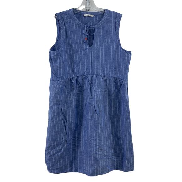 edc by Esprit Women's Blue Striped Linen A-Line Tank Dress Size 40 - Picture 1 of 5